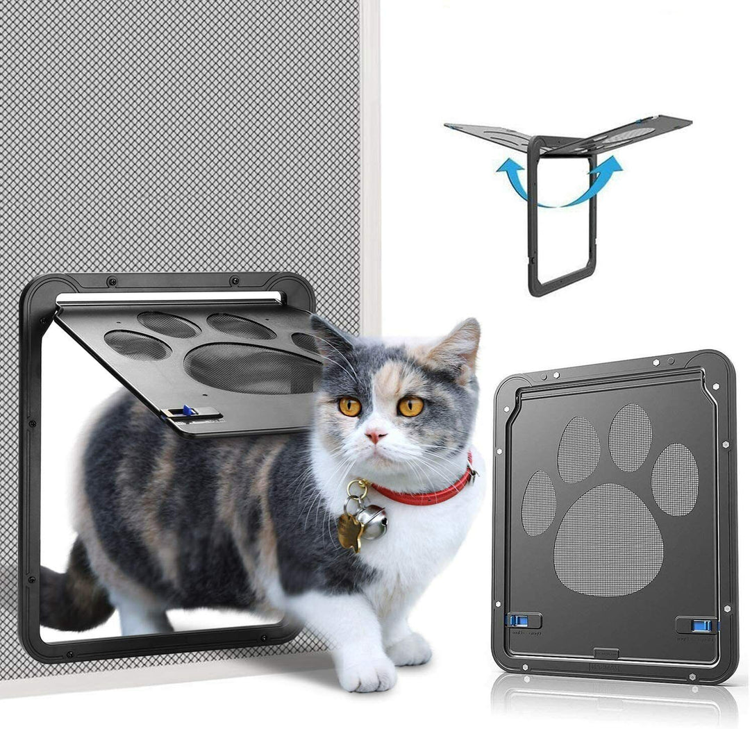 Dog Cat Magnetic Flap Screen Door Pet Puppy Magnetic Lockable Entry Gate Frame