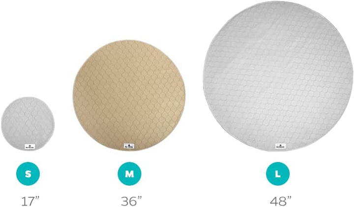 Washable round Whelping Pads (2Pack) of 17" Circle Premium Pee Pads for Dogs, Waterproof Dog Pee Pads, Circle Reusable Dog Training Pads, & Pet Pee Pads! Modern Puppy Pads! -1 Tan & 1 Grey