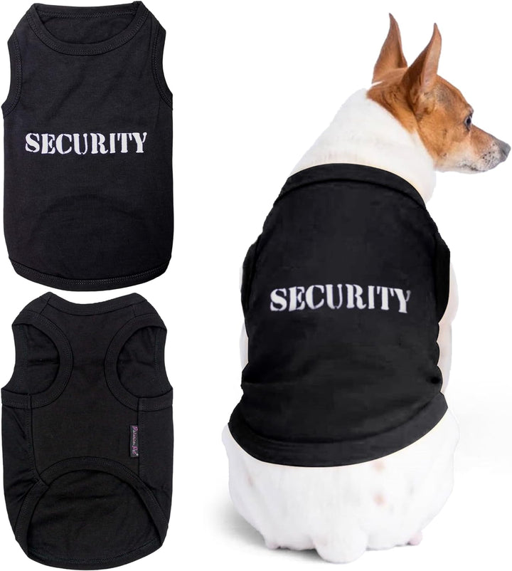 Dog T-Shirt with Embroidered 'Security' Word - 100% Cotton, Breathable Dog Security Shirt - Sleeveless Pet Vest - Machine Washable Dog Shirt for Large Dogs, L