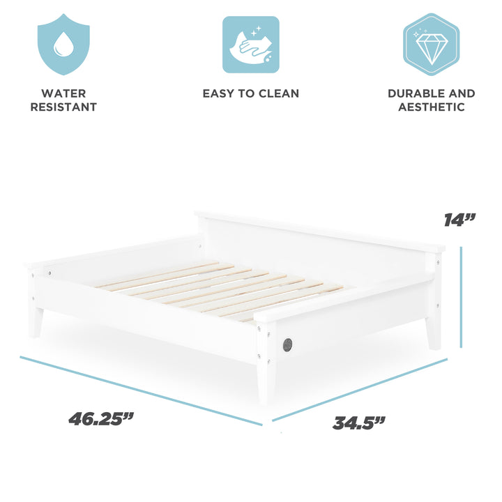 Winston Large Elevated Wooden Pet Bed with Mattress, White