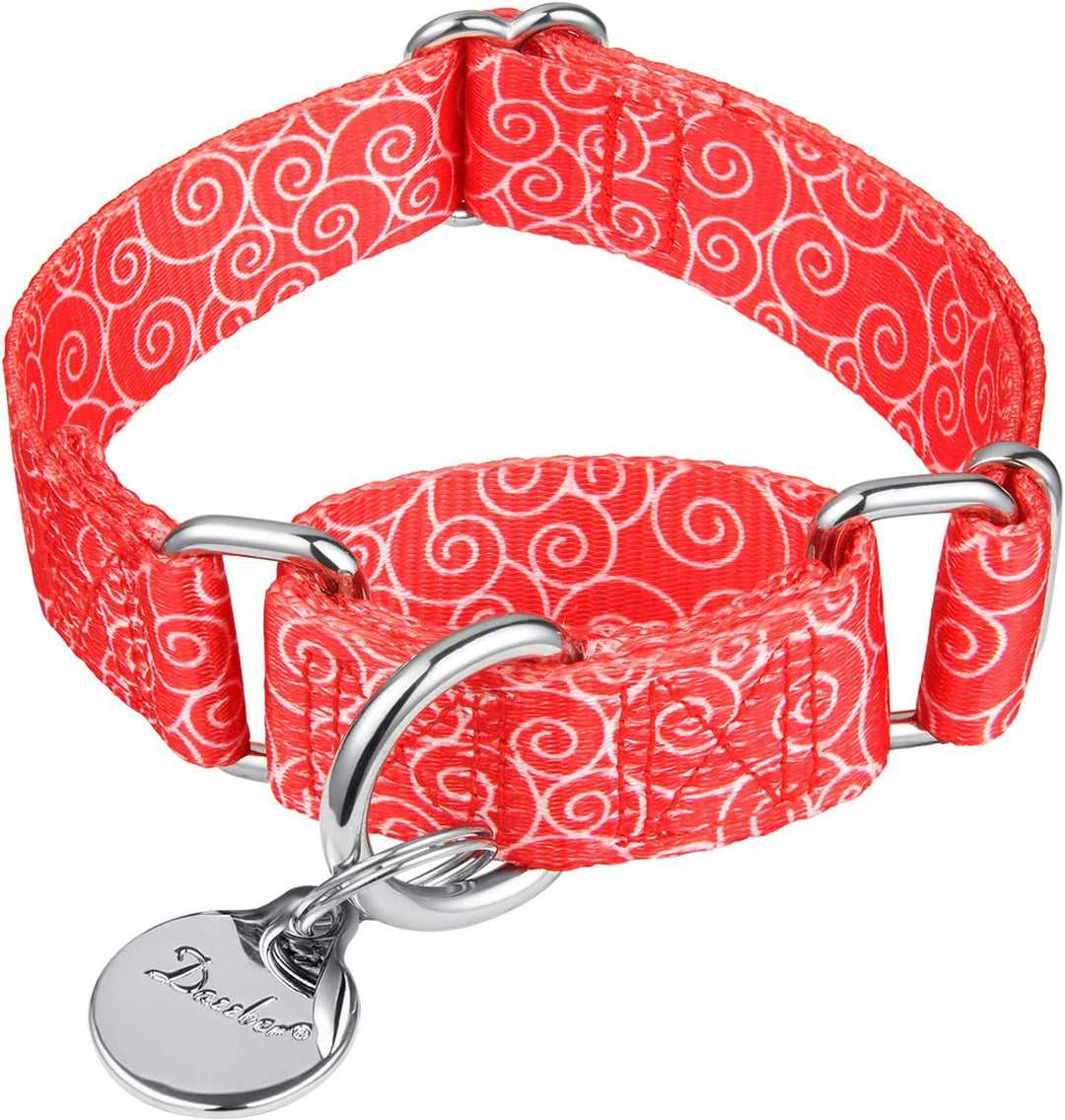 Puppy Collar Martingale Dog Collar - No Pull Anti-Escape Pet Collar for Extra Small and Mini Dogs, Adjustable 8 Inch to 11 Inch, Red, Auspicious Cloud