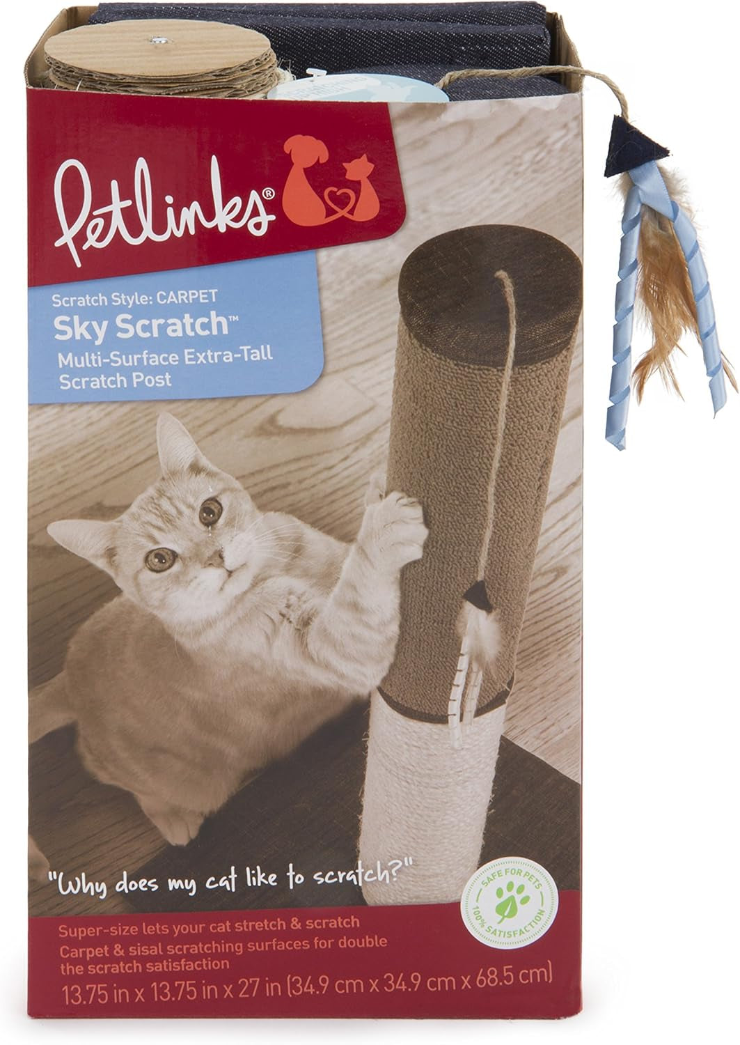 Sky Scratch Sisal & Carpet Cat Scratching Post - Gray, One Size