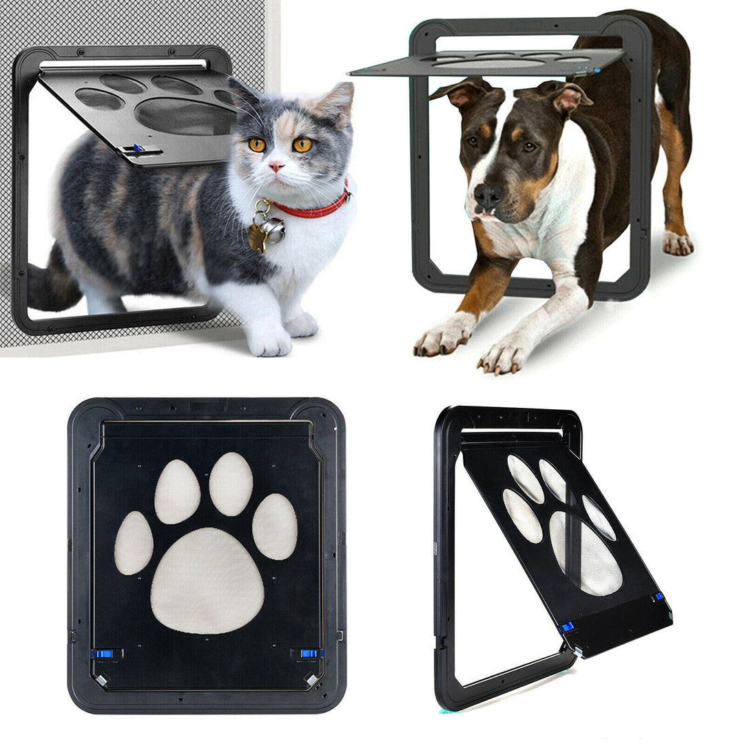 Dog Cat Magnetic Flap Screen Door Pet Puppy Magnetic Lockable Entry Gate Frame